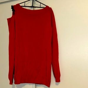 Liu Jo Jeans red sweater made in Italy with cut out and jewel embroidery, XS